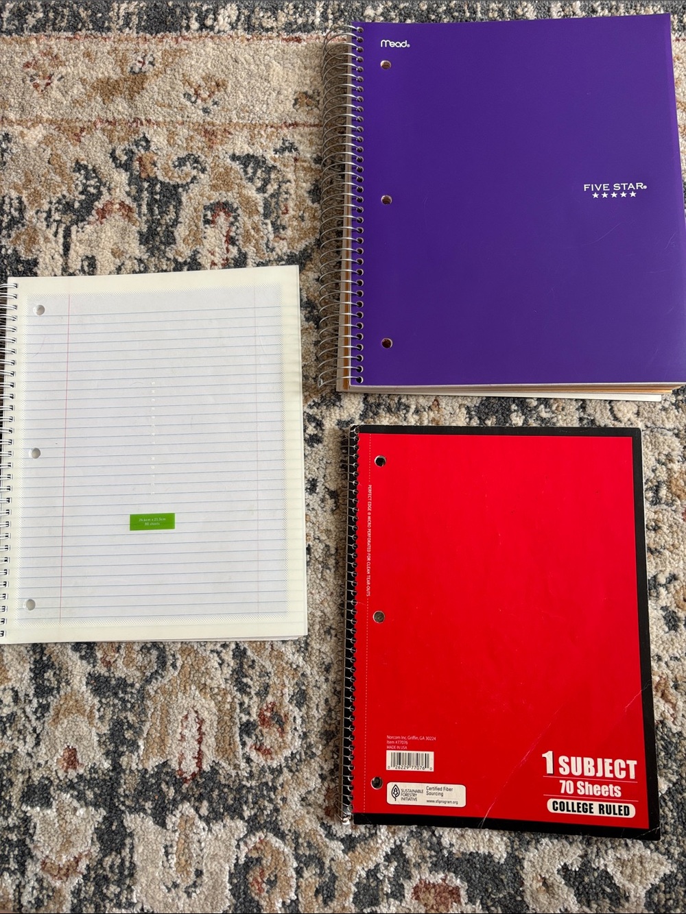 Five Star Purple Spiral Notebook with Red 1-Subject Spiral Notebook